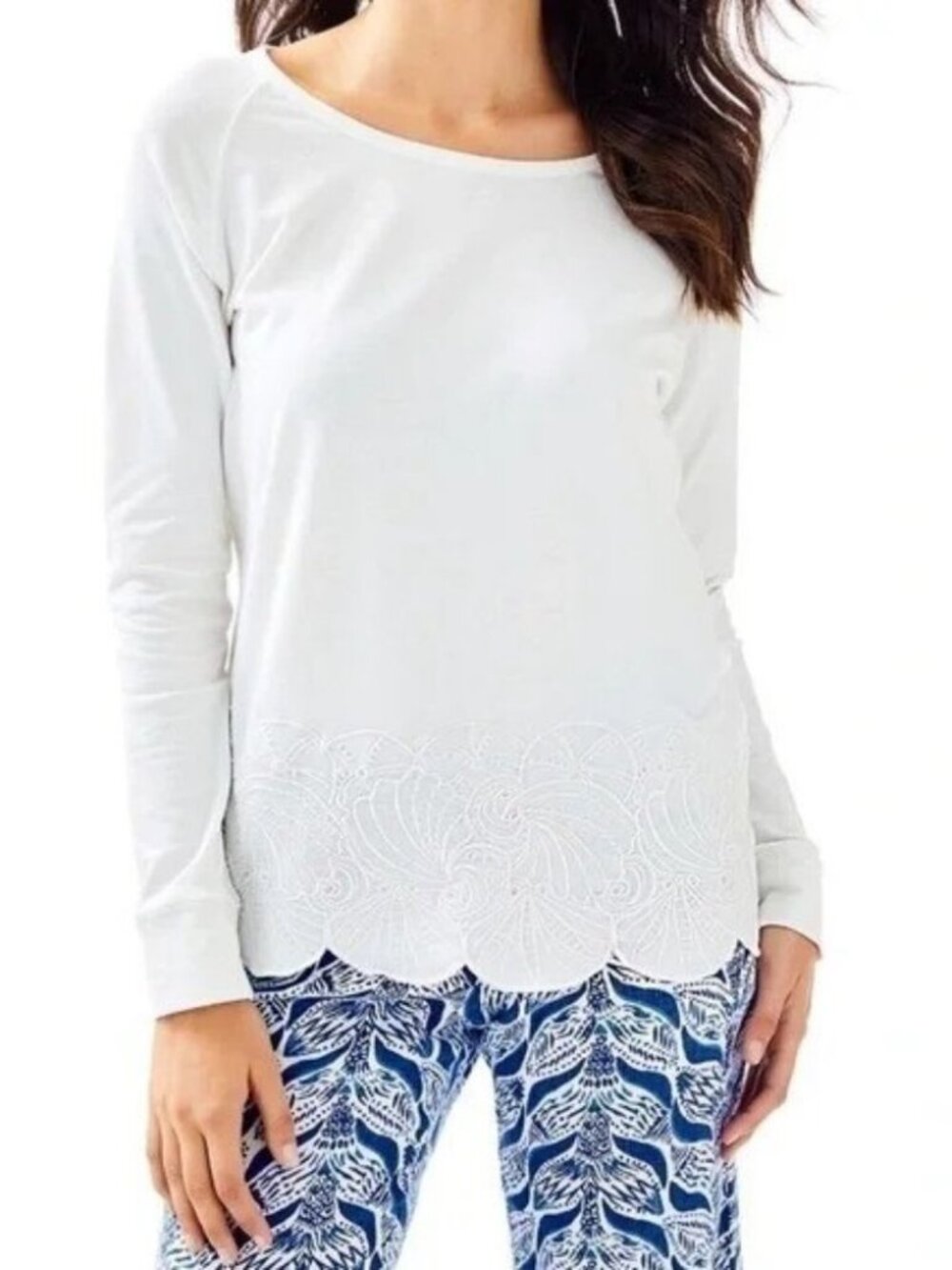 Lilly Pulitzer Sandy Embroidered Popover White Under the Sea Eyelet Top XS
